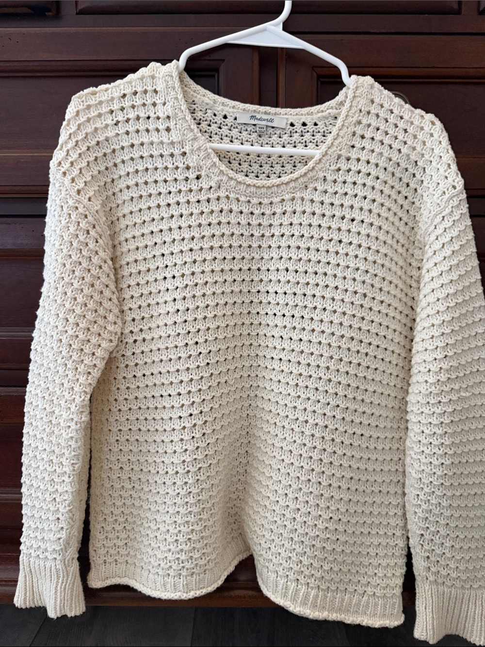 Madewell Cream Open-Knit Crew Sweater
